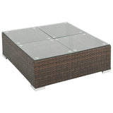 7 Piece Garden Lounge Set with Cushions Poly Rattan Brown - Close-Up Angle