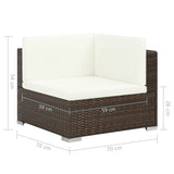7 Piece Garden Lounge Set with Cushions Poly Rattan Brown - Extra Image