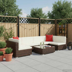 7 Piece Garden Lounge Set with Cushions Poly Rattan Brown