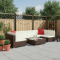 7 Piece Garden Lounge Set with Cushions Poly Rattan Brown