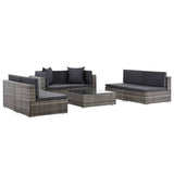 7 Piece Garden Lounge Set with Cushions Poly Rattan Grey