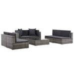 7 Piece Garden Lounge Set with Cushions Poly Rattan Grey