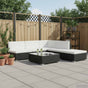 6 Piece Garden Lounge Set with Cushions Poly Rattan Black