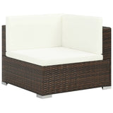 6 Piece Garden Lounge Set with Cushions Poly Rattan Brown - Side View
