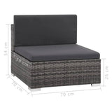 6 Piece Garden Lounge Set with Cushions Poly Rattan Grey - Extra Image