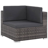 6 Piece Garden Lounge Set with Cushions Poly Rattan Grey