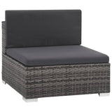 6 Piece Garden Lounge Set with Cushions Poly Rattan Grey - 45-Degree Angle