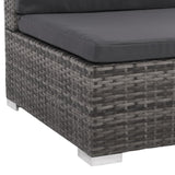 6 Piece Garden Lounge Set with Cushions Poly Rattan Grey - Rear View