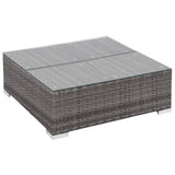 6 Piece Garden Lounge Set with Cushions Poly Rattan Grey - Low Angle