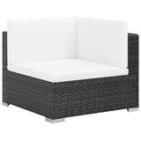 6 Piece Garden Lounge Set with Cushions Poly Rattan Black - Side View