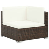 6 Piece Garden Lounge Set with Cushions Poly Rattan Brown - Side View