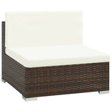 6 Piece Garden Lounge Set with Cushions Poly Rattan Brown