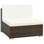 6 Piece Garden Lounge Set with Cushions Poly Rattan Brown