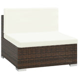 6 Piece Garden Lounge Set with Cushions Poly Rattan Brown - Top-Down View
