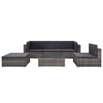 6 Piece Garden Lounge Set with Cushions Poly Rattan Grey