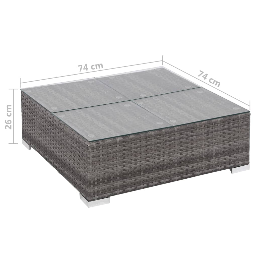 6 Piece Garden Lounge Set with Cushions Poly Rattan Grey