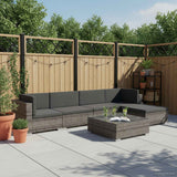 6 Piece Garden Lounge Set with Cushions Poly Rattan Grey