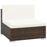 8 Piece Garden Lounge Set with Cushions Poly Rattan Brown - Side View