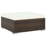 8 Piece Garden Lounge Set with Cushions Poly Rattan Brown - Rear View