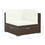 8 Piece Garden Lounge Set with Cushions Poly Rattan Brown - Low Angle