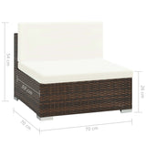 8 Piece Garden Lounge Set with Cushions Poly Rattan Brown - Extra Image