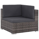 8 Piece Garden Lounge Set with Cushions Poly Rattan Grey
