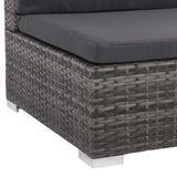 8 Piece Garden Lounge Set with Cushions Poly Rattan Grey - Rear View