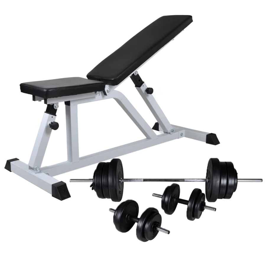 Workout Bench with Barbell and Dumbbell Set 60,5 kg