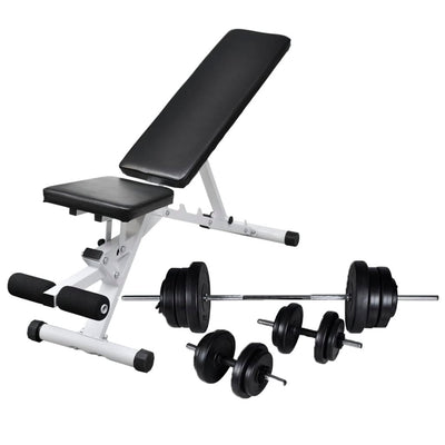 Workout Bench with Barbell and Dumbbell Set 60,5 kg