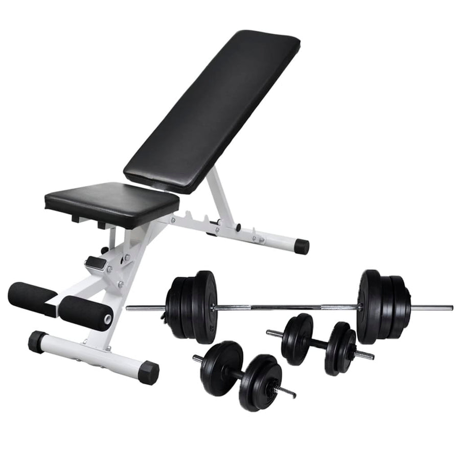 Workout Bench with Barbell and Dumbbell Set 60,5 kg