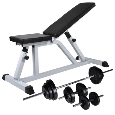 Workout Bench with Barbell and Dumbbell Set 30,5 kg