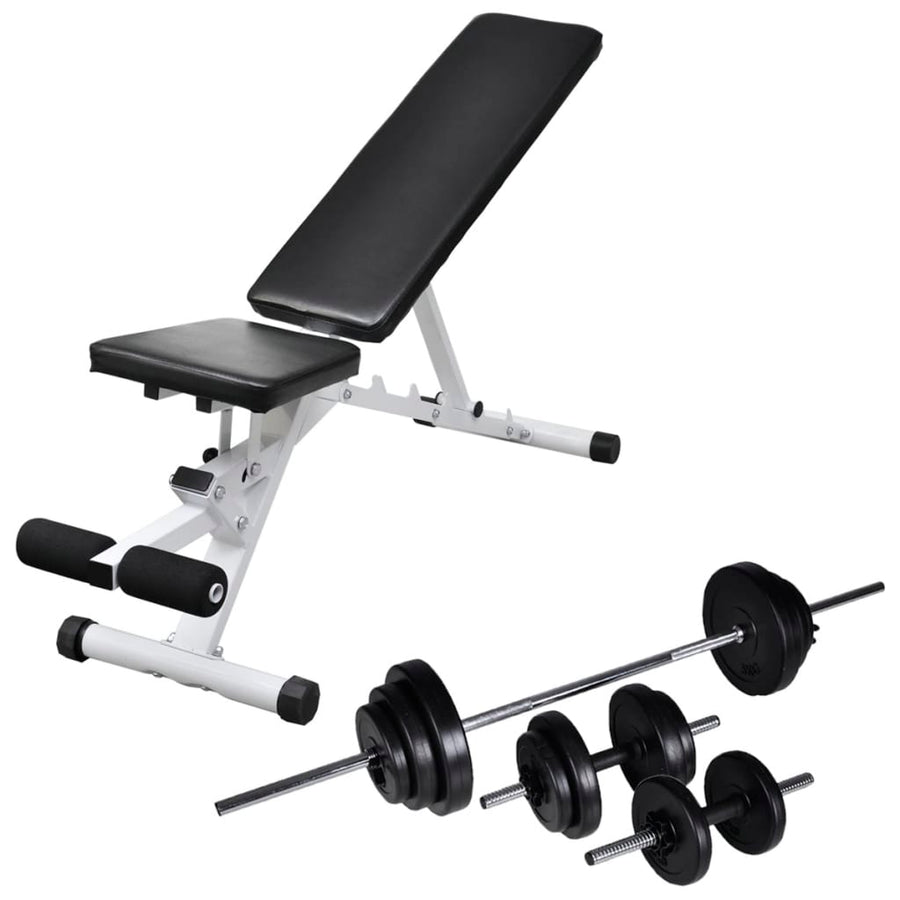 Workout Bench with Barbell and Dumbbell Set 30,5 kg