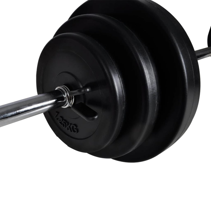 Wall-mounted Power Tower with Barbell and Dumbbell Set 30,5 kg