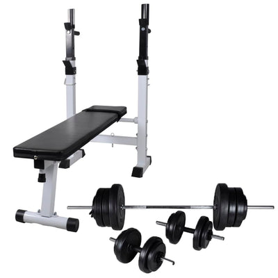 Workout Bench with Weight Rack, Barbell and Dumbbell Set 60,5kg