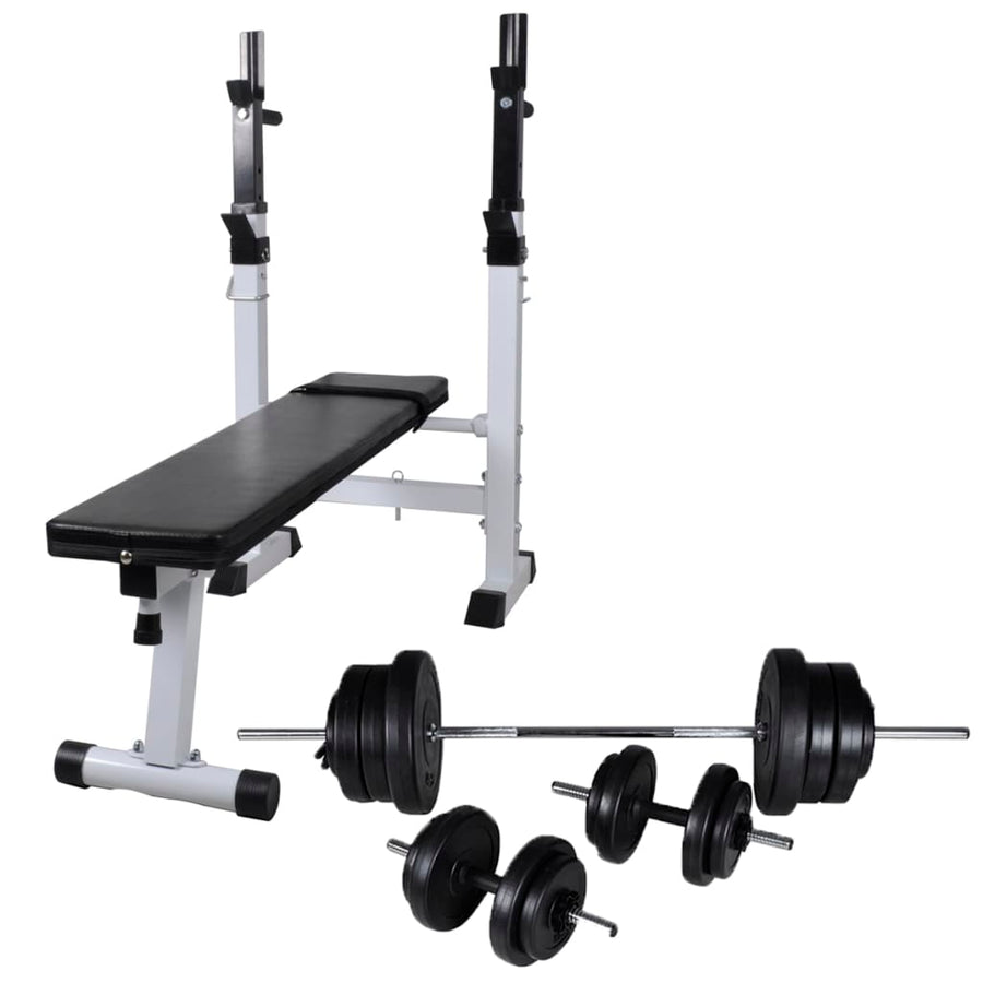 Workout Bench with Weight Rack, Barbell and Dumbbell Set 60,5kg