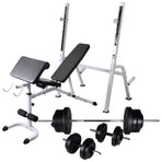 Workout Bench with Weight Rack, Barbell and Dumbbell Set 60,5kg
