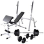 Workout Bench with Weight Rack, Barbell and Dumbbell Set 60,5kg