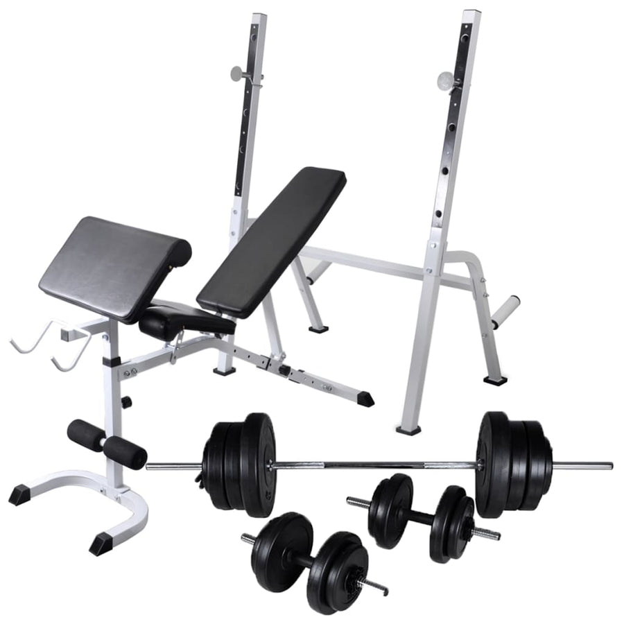 Workout Bench with Weight Rack, Barbell and Dumbbell Set 60,5kg