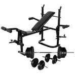 Weight Bench with Weight Rack, Barbell and Dumbbell Set 60,5kg