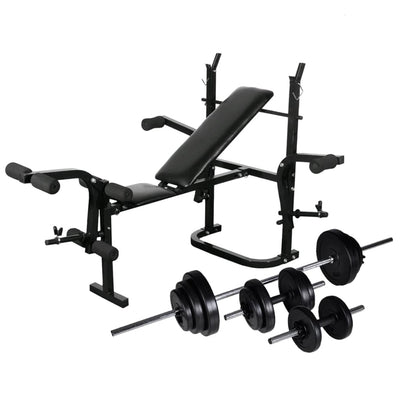 Weight Bench with Weight Rack, Barbell and Dumbbell Set 30,5kg