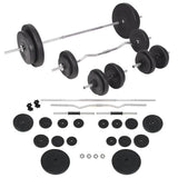 Workout Bench with Weight Rack&Barbell and Dumbbell Set 90 kg - Rear View