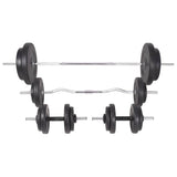 Workout Bench with Weight Rack&Barbell and Dumbbell Set 90 kg - Close-Up Angle
