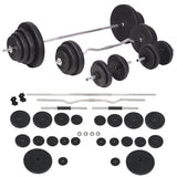 Workout Bench with Weight Rack&Barbell and Dumbbell Set 120 kg - Rear View