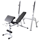 Workout Bench with Weight Rack&Barbell and Dumbbell Set 120 kg - Front View