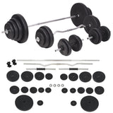 Workout Bench with Weight Rack&Barbell and Dumbbell Set 120 kg - Low Angle