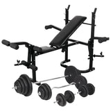 Weight Bench with Weight Rack&Barbell and Dumbbell Set 120 kg