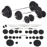 Weight Bench with Weight Rack&Barbell and Dumbbell Set 120 kg - Rear View