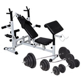 Weight Bench with Weight Rack&Barbell and Dumbbell Set 120 kg
