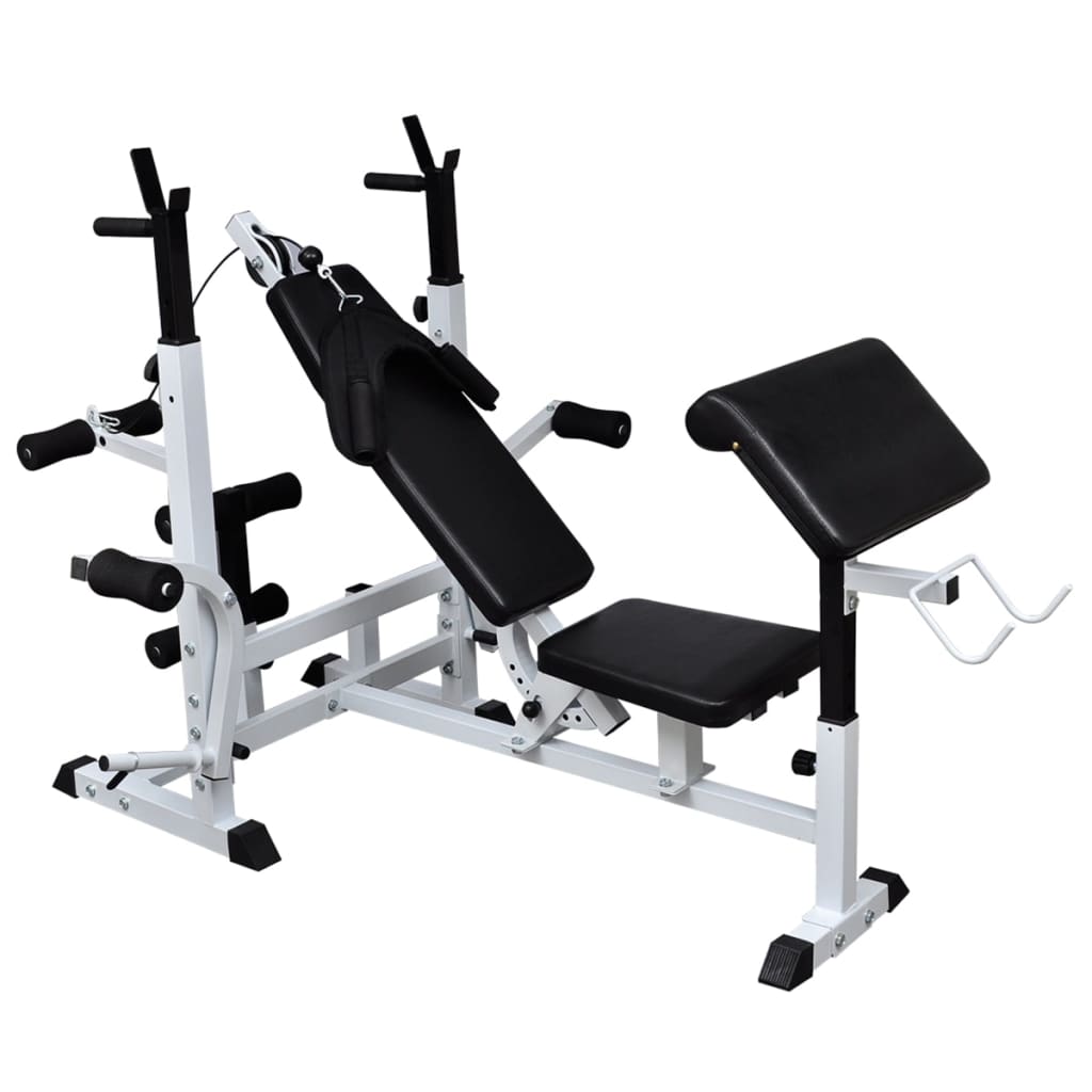 Weight Bench with Weight Rack&Barbell and Dumbbell Set 120 kg