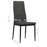 Dining Chairs 6 pcs Dark Grey Fabric - Low Angle